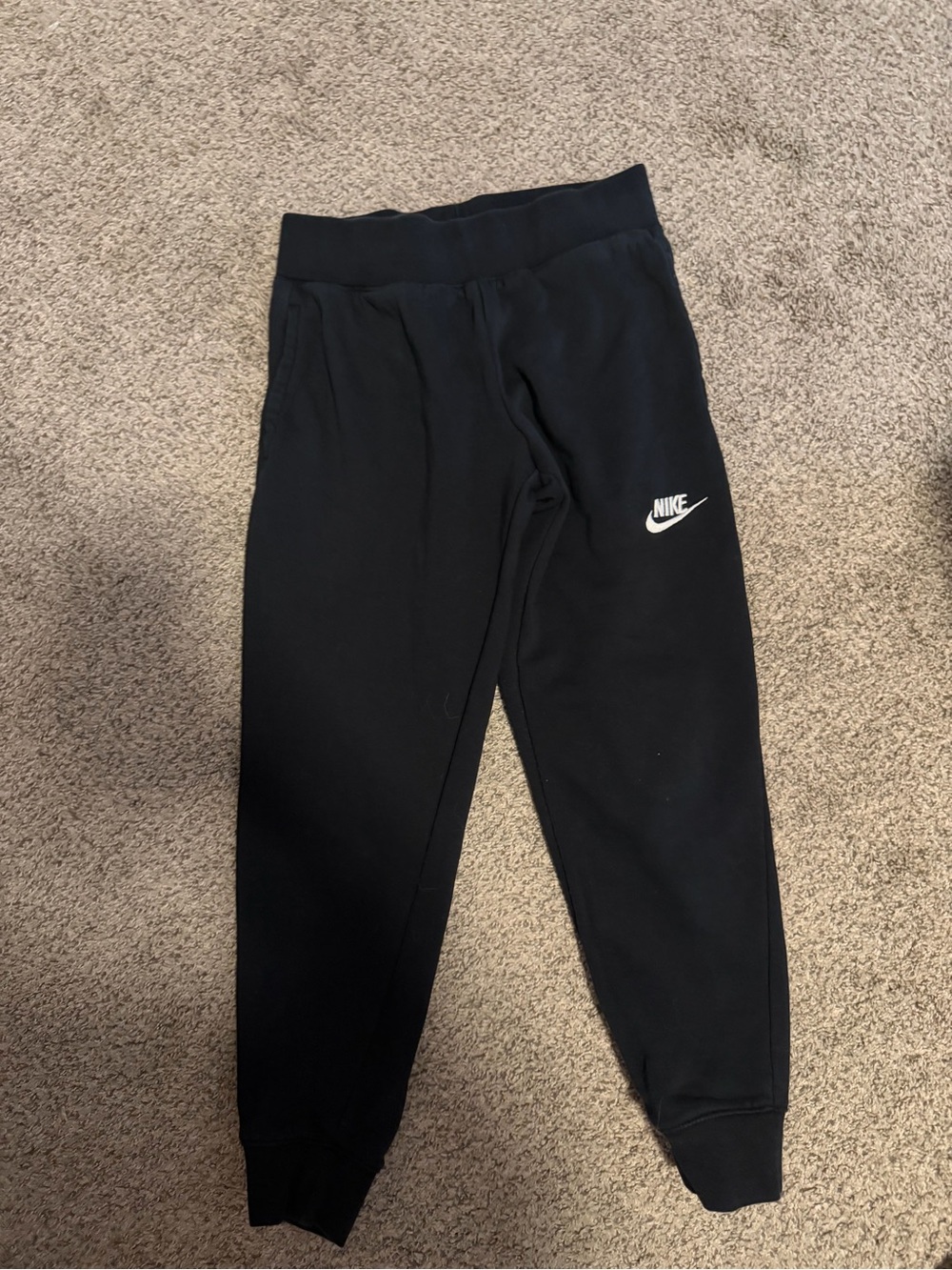 Nike Kids Black Jogger Sweatpants with White Swoosh